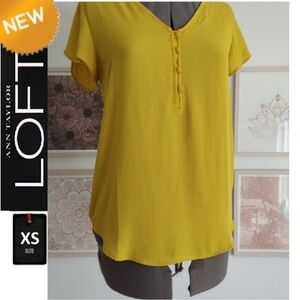 🆕⭐️ =5/$30-Loft Blouse, Yellow, Tulip Sleeve, NWT, XS